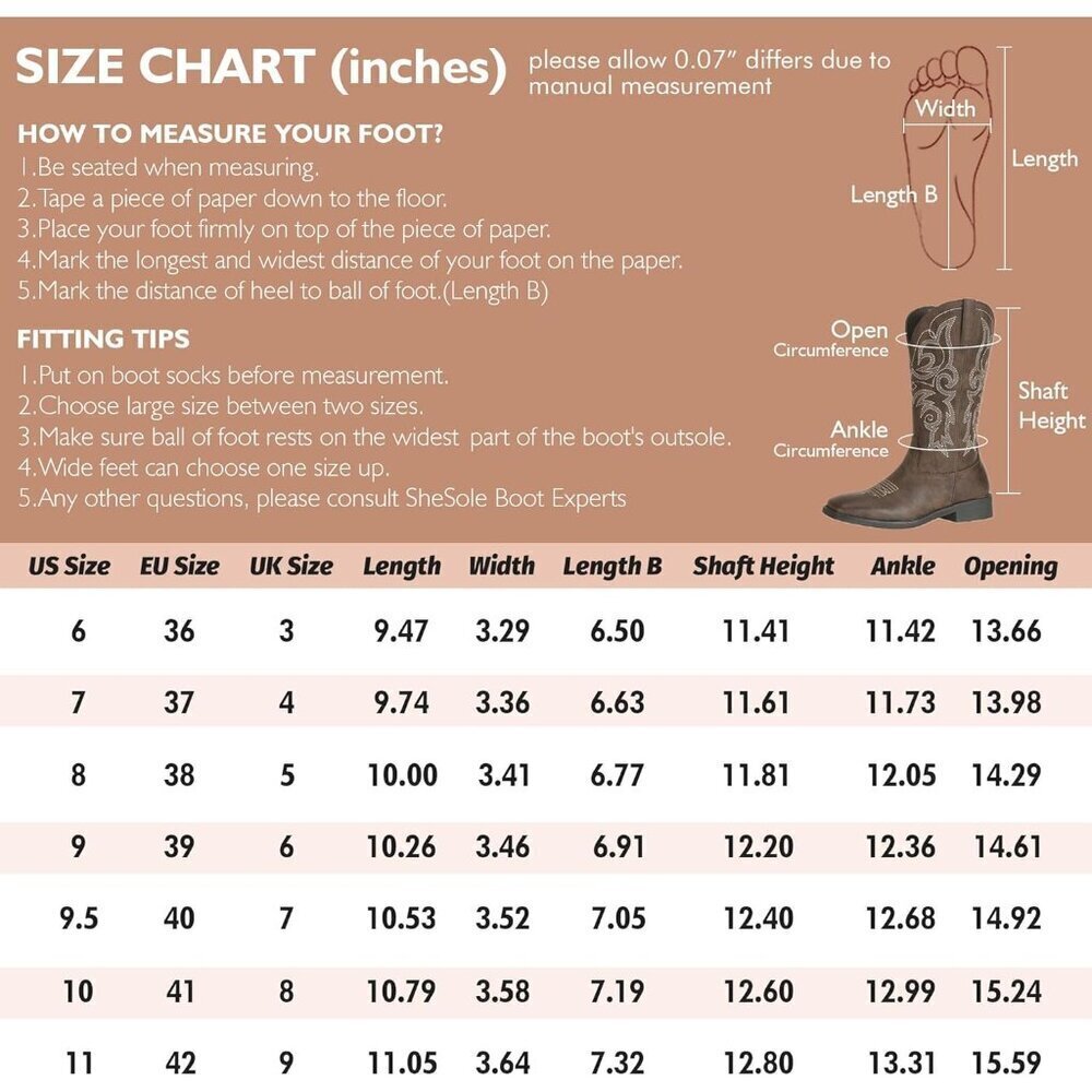 SheSole  Boots Women Dark Brown Faux Leather Square Toe Wide Mid Calf - Picture 6 of 9